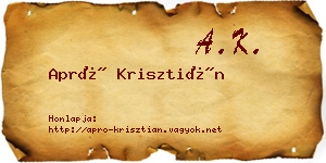 Apró Krisztián névjegykártya